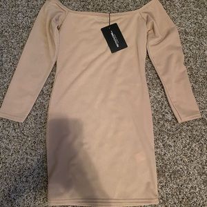 Stone Bardot bodycon dress-4 (UK size)